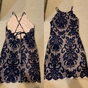 Navy lacy & mesh dress great condition